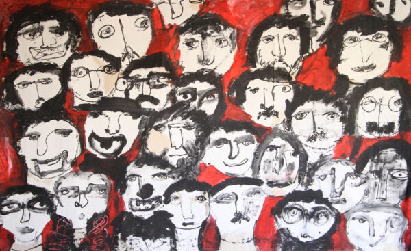 As Caras com fundo vermelho